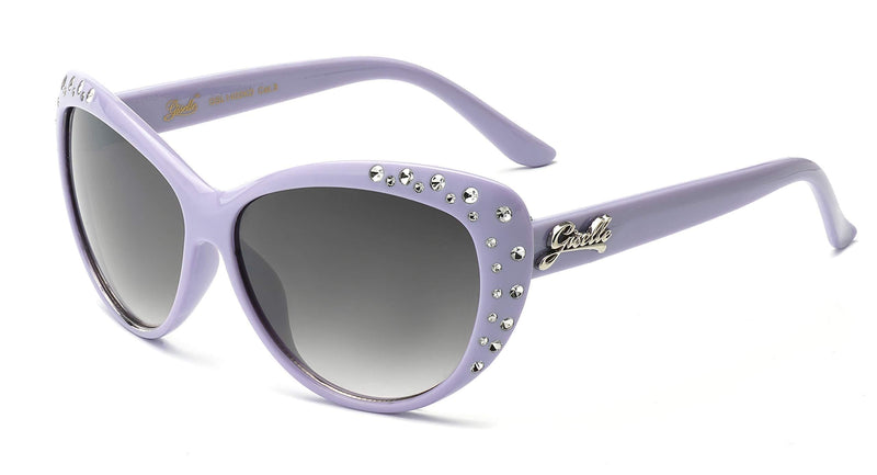 [Australia] - Giselle Cute Kids Sunglasses for Teen Girls Cat Eye Rhinestone Trendy Colored Glasses for Children Age 6-14 Lavender 