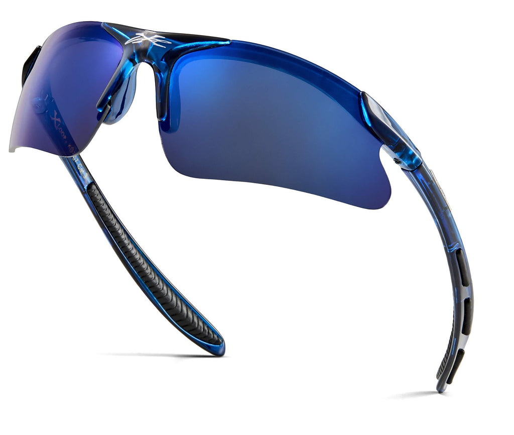 [Australia] - Kids Sports Sunglasses for Boys Girls Children Age 3-10 Baseball Cycling Softball UV400 Glasses Crystal Blue | Blue Mirror 