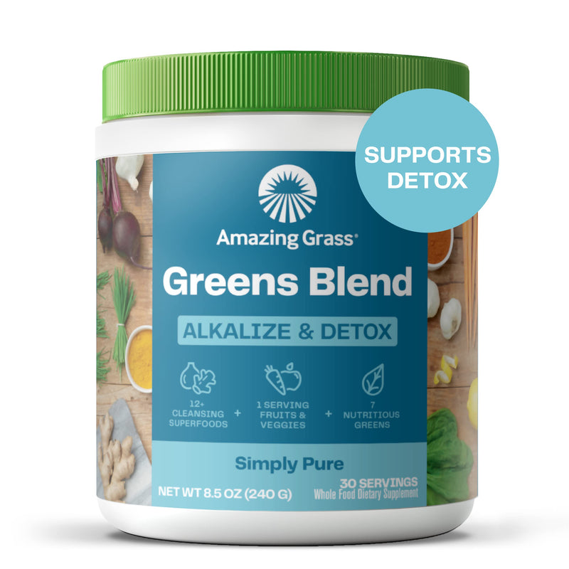 [Australia] - Amazing Grass Greens Blend Alkalize & Detox: Smoothie Mix, Cleanse with Super Greens Powder, Beet Root Powder, Digestive Enzymes, Prebiotics & Probiotics, 30 Servings (Packaging May Vary) 30 Servings (Pack of 1) 