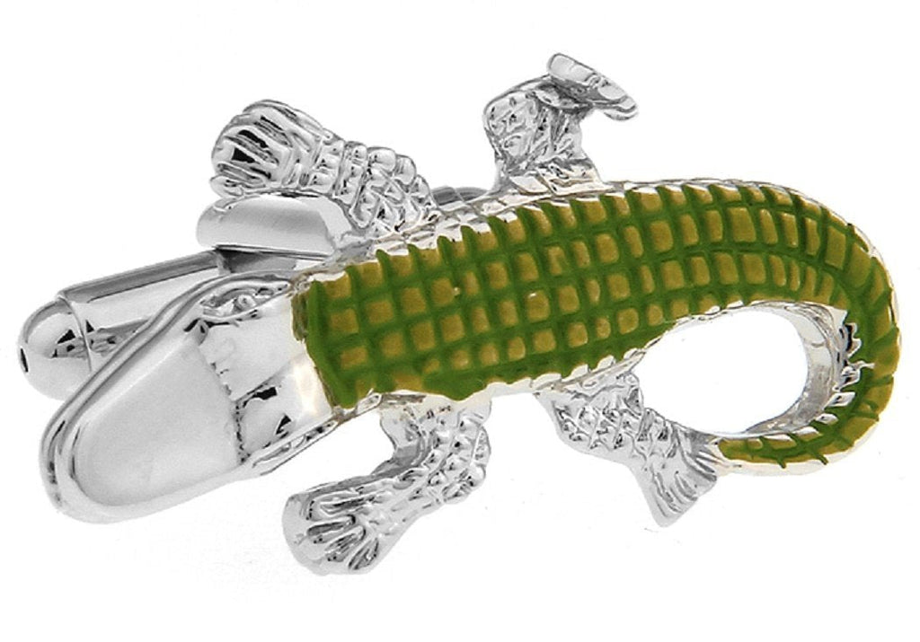 [Australia] - MRCUFF Alligator Gator Pair Cufflinks in a Presentation Gift Box & Polishing Cloth 