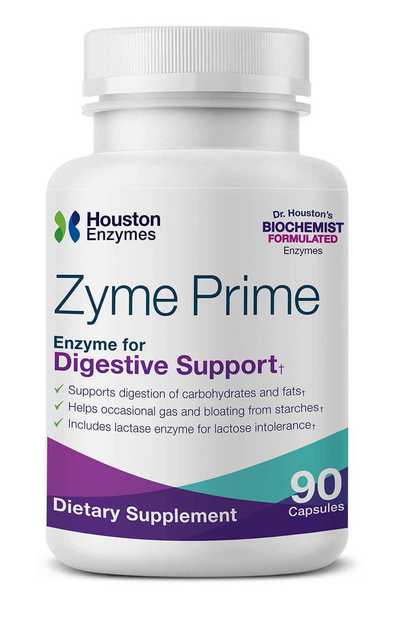 [Australia] - Houston Enzymes – Zyme Prime – 90 Capsules – Professionally Formulated to Support Digestion of Carbohydrates & Fats – Enhanced with Lactase for Lactose Intolerance – Helps Relieve Gas & Bloating 