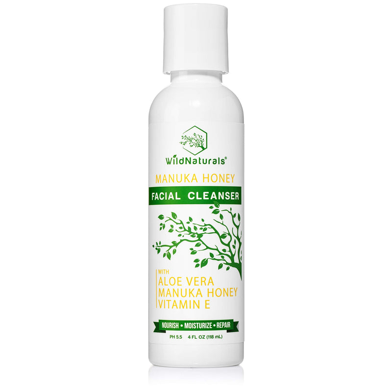 [Australia] - Wild Naturals Face Wash, With Organic Aloe Vera + Manuka Honey, for Acne, Dry, Damaged, Sensitive Skin. Perfectly pH Balanced Facial Cleanser 4oz 