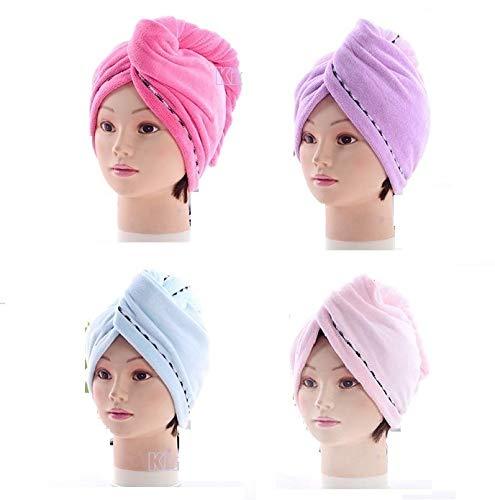 [Australia] - King's deal 4Packs Hair Turban Microfiber Hair Drying Towel Bath Head Wrap Turban Quick Dry Hat Cap New (4Packs) 