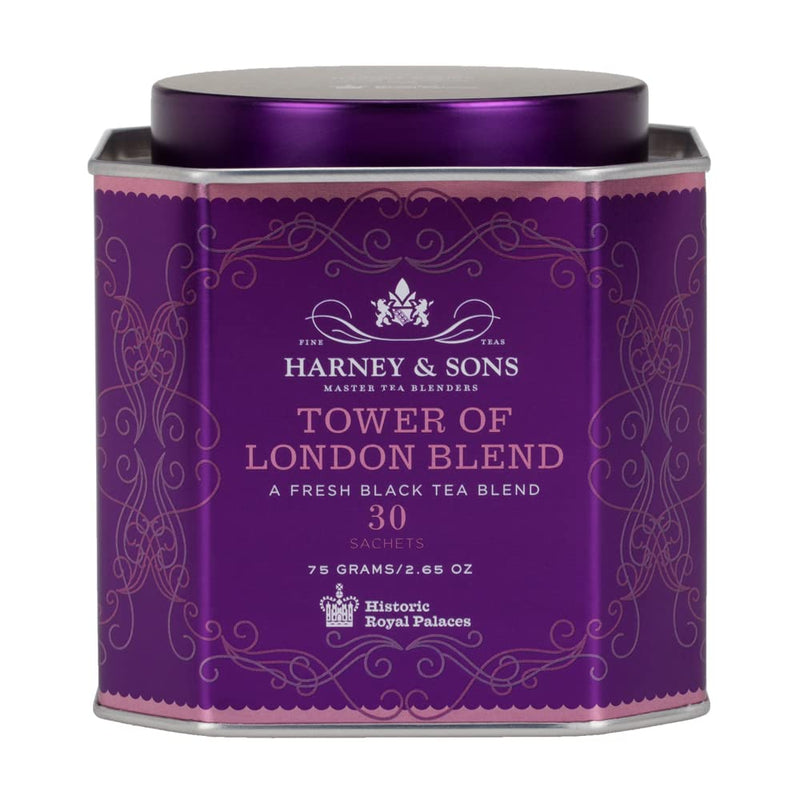 [Australia] - Harney & Sons Tower of London, 30 Sachets of Black Tea w/ Vanilla, Black Currant, Caramel, and Honey, Historic London Tea 