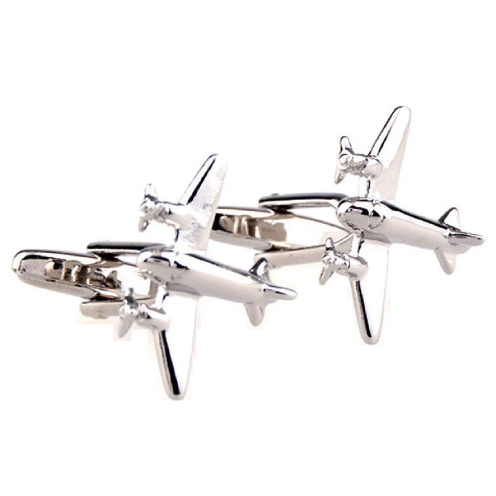 [Australia] - MRCUFF Airplane Jet Plane Commercial Airliner Pilot Pair Cufflinks in a Presentation Gift Box & Polishing Cloth 
