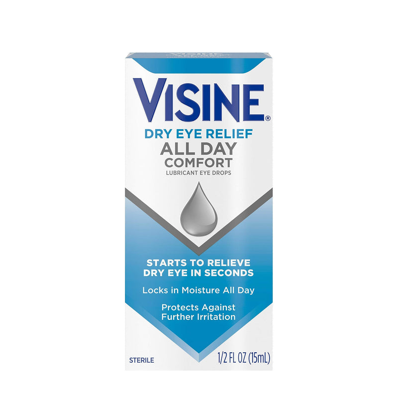 [Australia] - Visine Dry Eye Relief All Day Comfort Lubricant Eye Drops for Up to 10 Hours of Comfort, Dry Eye Drops with Polyethylene Glycol, 0.5 fl. oz Comfort and relief 