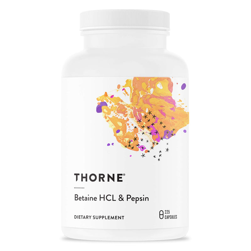 [Australia] - Thorne Research - Betaine HCL & Pepsin - Digestive Enzymes for Protein Breakdown and Absorption - 225 Capsules 225 Count (Pack of 1) 