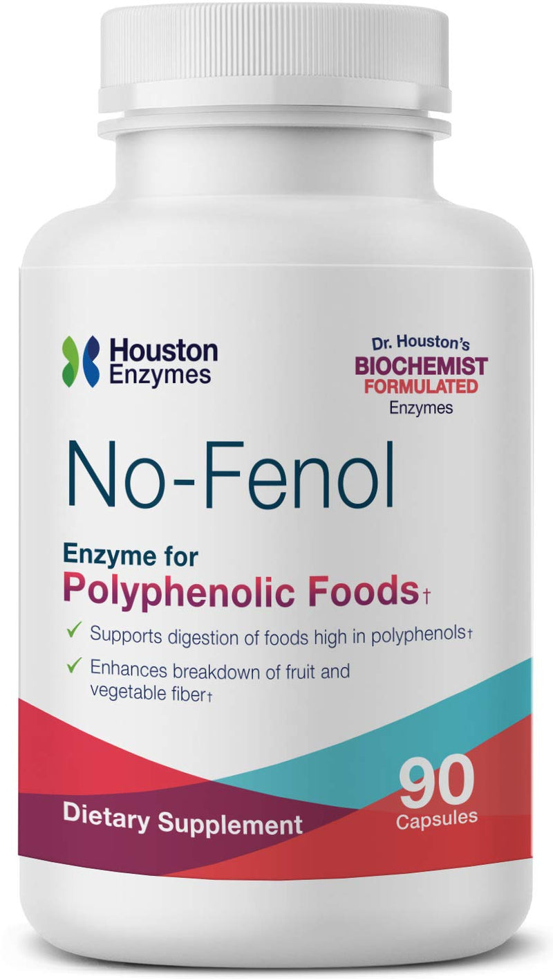 [Australia] - Houston Enzymes – No-Fenol Enzyme for Polyphenolic Foods – 90 Capsules (90 Doses) – Professionally Formulated to Support Polyphenolic Digestion – Enhances Breakdown of Fruits & Vegetable Fiber 90 Count (Pack of 1) 