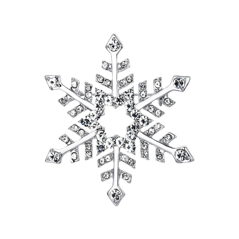 [Australia] - EVER FAITH Austrian Crystal Elegant Winter Snowflake Star Brooch Pin Clear Silver-Tone 