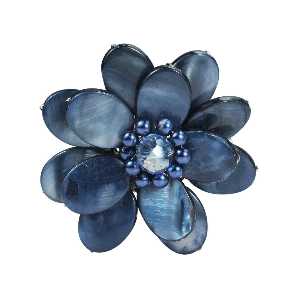 [Australia] - AeraVida Blue Mother of Pearl and Cultured Freshwater Pearl Sweet Azalea Floral Pin or Brooch 
