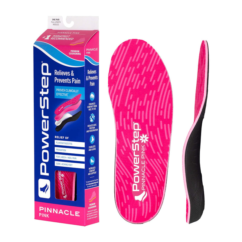 [Australia] - Powerstep Insoles, Pinnacle Pink, Arch Pain Relief Insole, Extra Gel Cushion Layer, Arch Support Orthotic For Women Women's 6-6.5 / Men's 4-4.5 