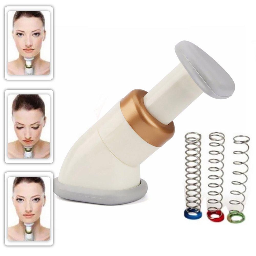 [Australia] - Neckline Slimmer & Toning Massager System, Double Chin Remover Facial Neck Line Exerciser Chin Massager, Face Lift Thin Jawline Double Chin Reducer, 100 Pcs Cotton Swabs, Workout for Men and Women 