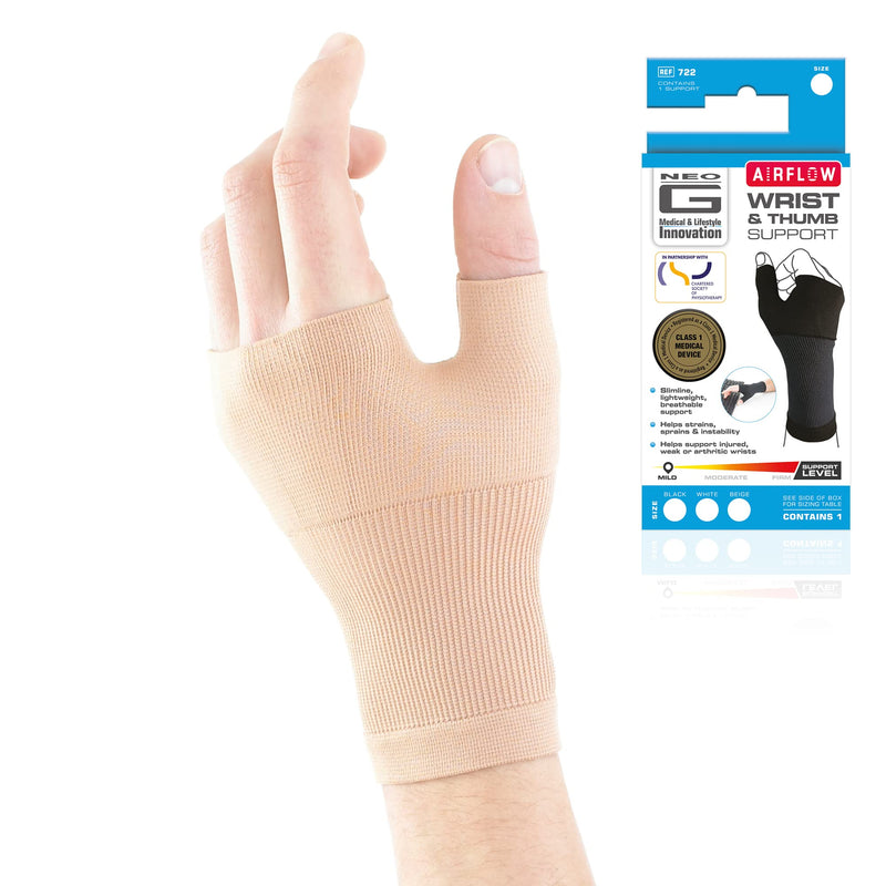 [Australia] - Neo G Wrist and Thumb Support - Ideal for Arthritis, Joint Pain, Tendonitis, Sprains, Hand Instability, Sports - Multi Zone Compression Sleeve - Airflow - Class 1 Medical Device - Medium - Tan Beige 