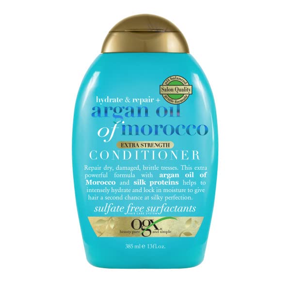 [Australia] - OGX Extra Strength Hydrate & Repair + Argan Oil of Morocco Conditioner for Dry, Damaged Hair, Cold-Pressed Argan Oil to Moisturize Hair, Paraben-Free, Sulfate-Free Surfactants, 13 Fl Oz 