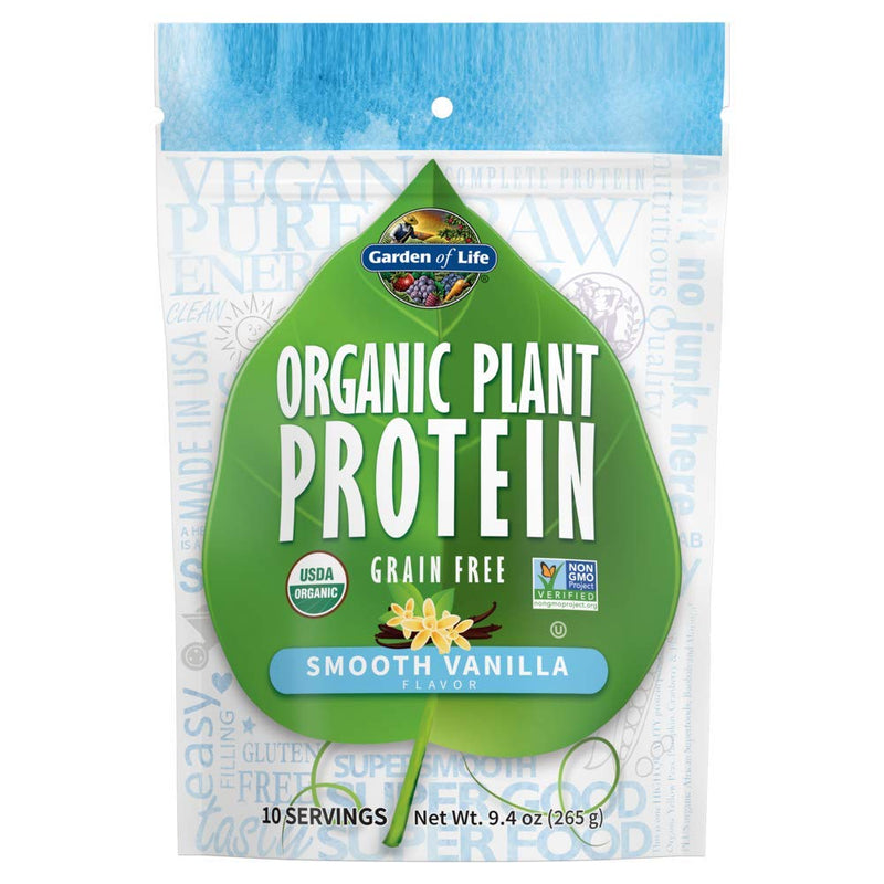 [Australia] - Garden of Life Organic Plant Protein Smooth Vanilla Powder, 10 Servings - Vegan, Grain Free & Gluten Free Plant Based Protein Shake with 1 Billion CFU Probiotics & Enzymes, Protein, White, 9.4 Oz 10 Servings (Pack of 1) 