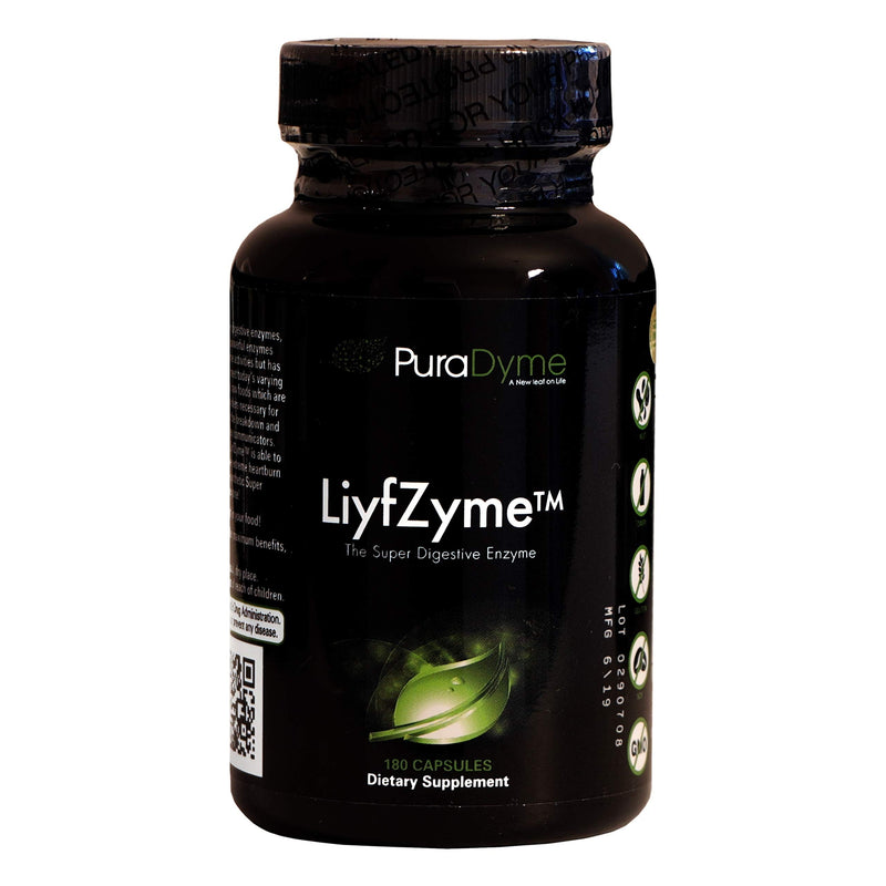 [Australia] - LiyfZyme Plant Based Digestive Enzyme Supplement - 180 Veggie Caps. PuraDyme By Lou Cornoa. 