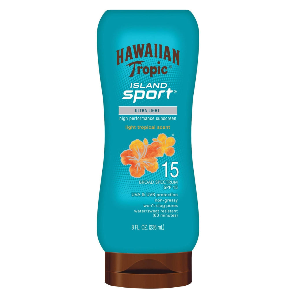 [Australia] - Hawaiian Tropic Island Sport Sunscreen Lotion, Ultra Light, High Performance Protection, SPF 15, 8 Ounces 1 Pack 