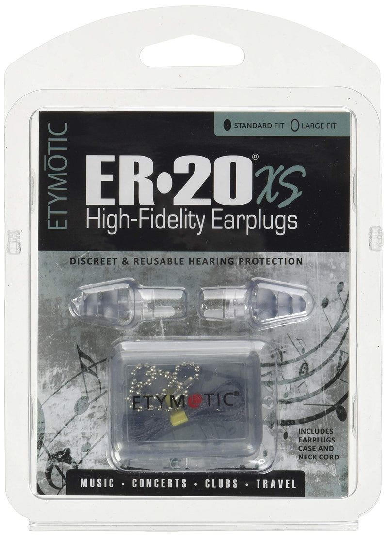[Australia] - Etymotic Research ER20XS High-Fidelity Earplugs (Concerts, Musicians, Airplanes, Motorcycles, Sensitivity and Universal Hearing Protection) - Standard, Clear Stem Standard Fit 