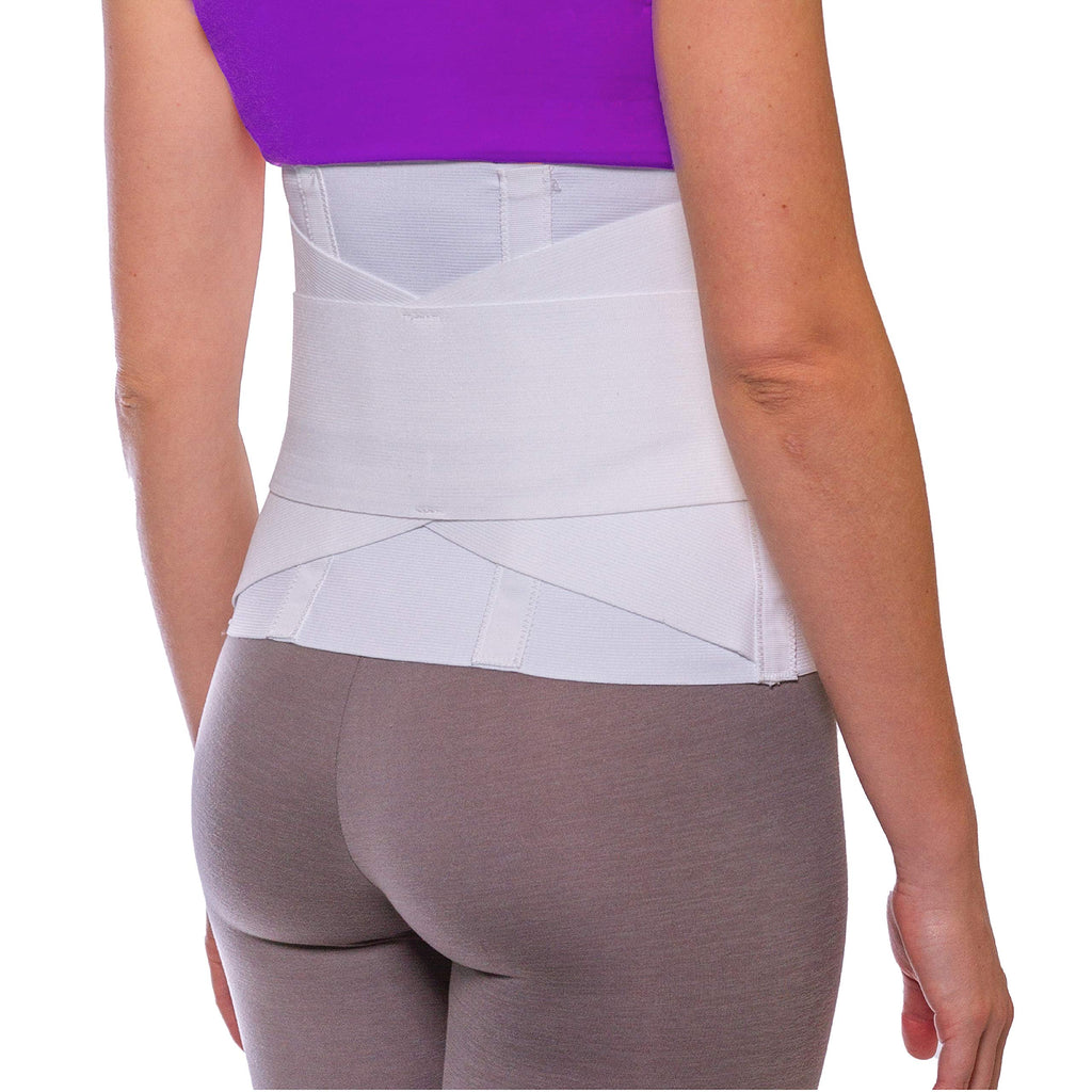 [Australia] - BraceAbility Women's Back Brace for Female Lower Back Pain - Lightweight Soft White Elastic Lumbar Compression Support Belt is Discreet Under Clothes for Ladies, Nurses, Walking (Medium) Medium (Pack of 1) 