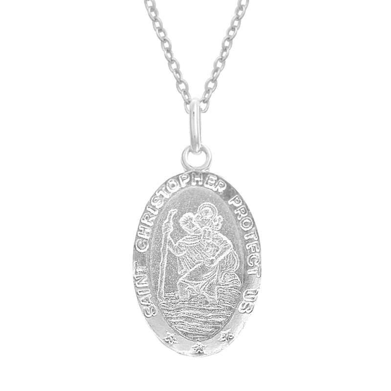 [Australia] - Ritastephens Italian Sterling Silver Small Oval Saint St Christopher Medal Charm Pendant Necklace, 16mm, 20mm 18.0 Inches 16x11mm medal (Small) 