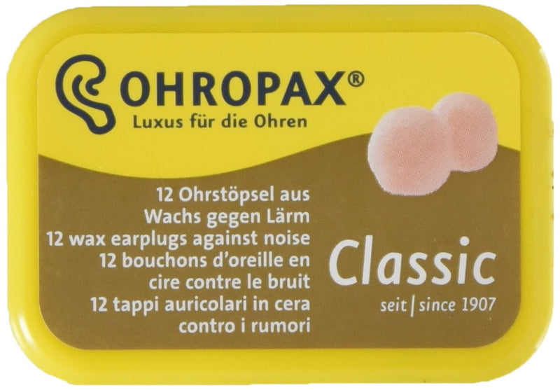 [Australia] - Ohropax Reusable Wax/Cotton Ear Plugs - 12 Count with Clear Carrying Case 
