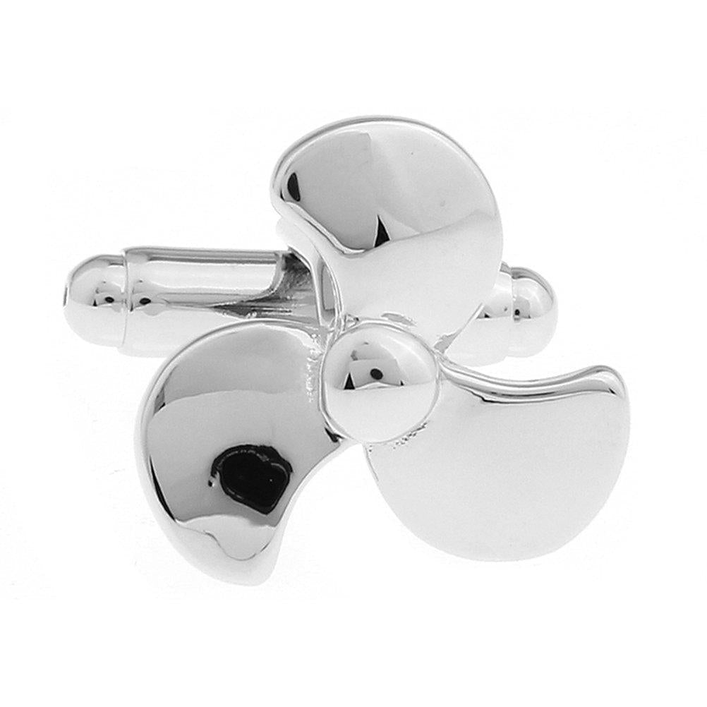 [Australia] - Propeller Plane Aviation Pilot Father Dad Presentation Gift Cufflinks (Fan Silver) 