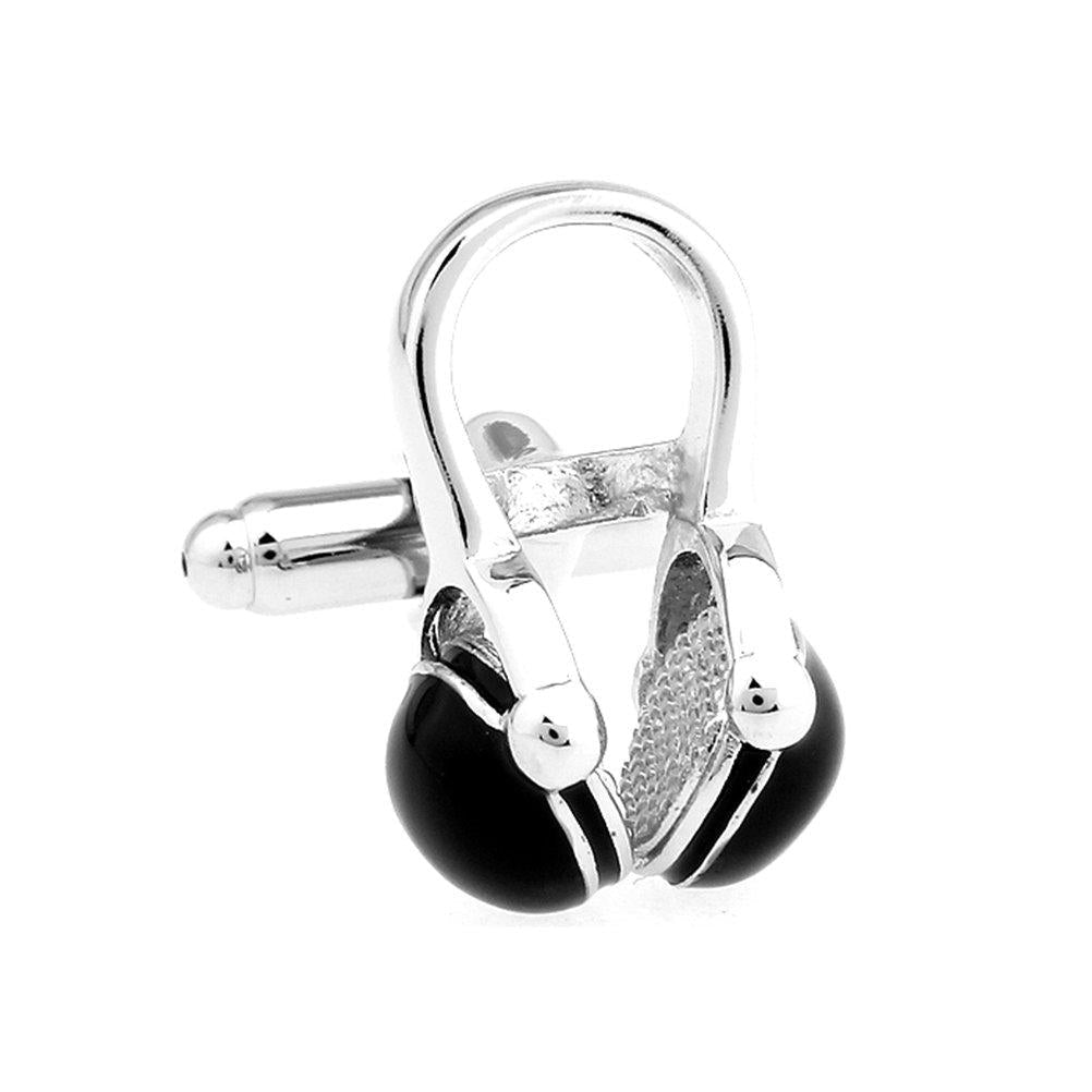 [Australia] - Men's Black and Silver Music Listening DJ Headphone Rock Headset Cufflinks 