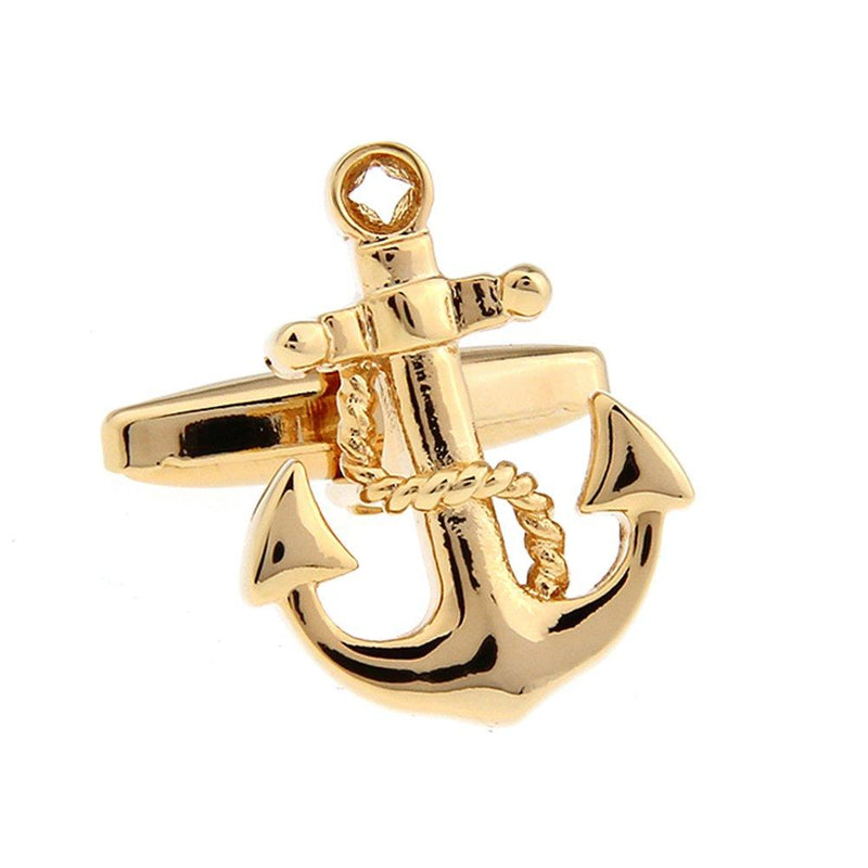 [Australia] - Anchor Rudder Fishing Navy Sailor Boat Sea Rose Gold Silver Cufflinks Gold Anchor 