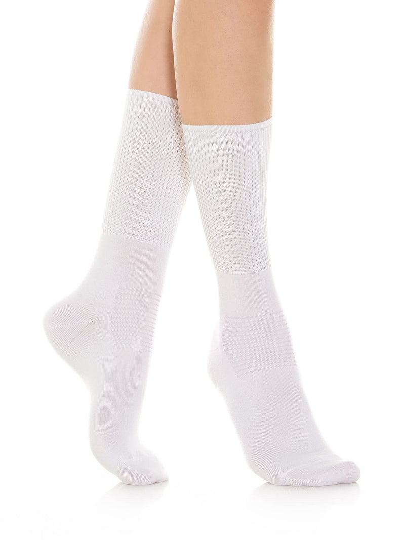 [Australia] - Relaxsan 560 Diabetic Crew Socks for Men Women, Seamless Socks, Non Binding for Sensitive Feet, Cotton and Crabyon 4 White 