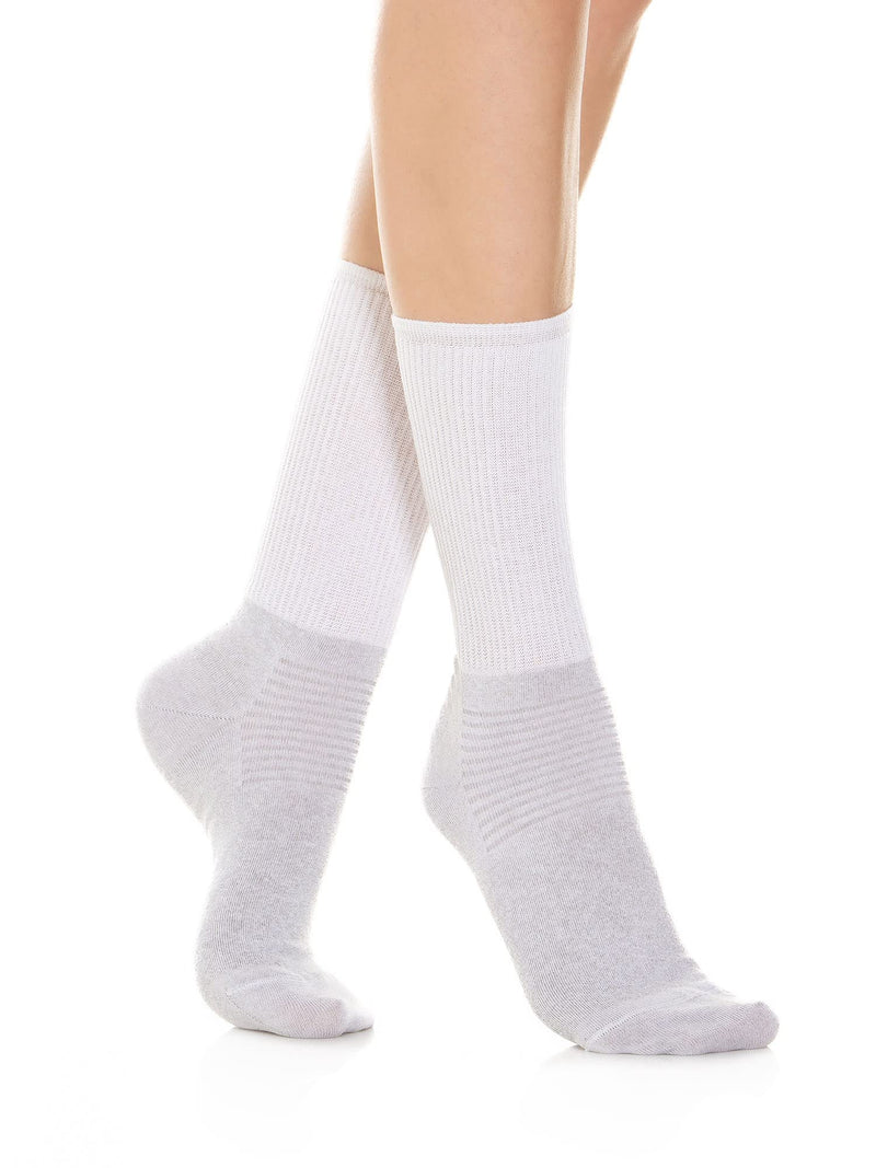 [Australia] - Relaxsan 550 Diabetic Crew Socks for Men Women, Seamless Socks, Non Binding for Sensitive Feet, Cotton and Silver 5-XL [Man 9.5-11.5 / Woman 11-12.5] White 