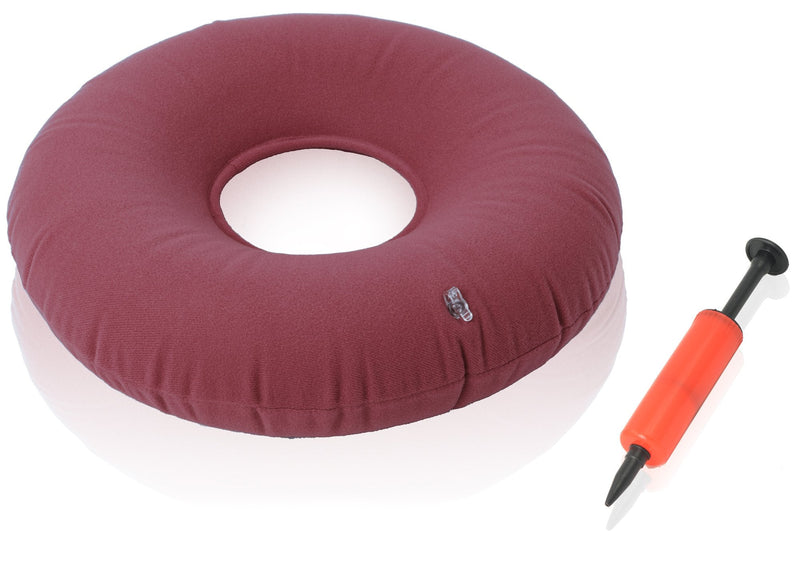 [Australia] - Dr. Frederick’s Original Donut Pillow - 15" Inflatable Donut Cushion for Tailbone Pain Relief - Donut Pillow Seat Cushion for Hemorrhoids, Bed Sores, Prostatitis - Red 