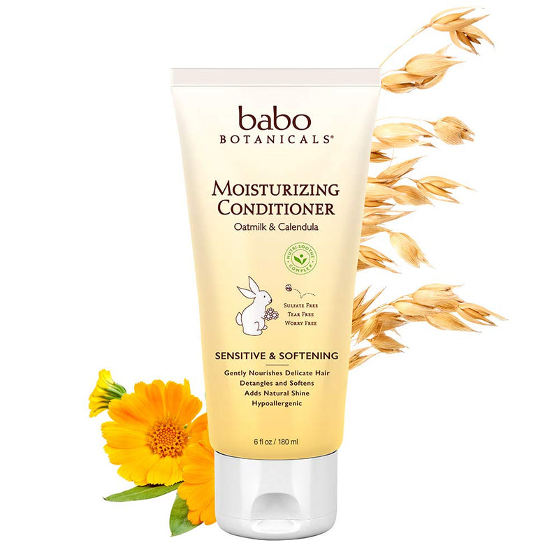 [Australia] - Babo Botanicals Moisturizing Plant-Based Conditioner - with Organic Calendula and Colloidal Oatmeal - For Babies, Kids or Adults with Sensitive or Dry Scalp - Hypoallergenic and Vegan - 6 fl. oz 6 Fl Oz (Pack of 1) 