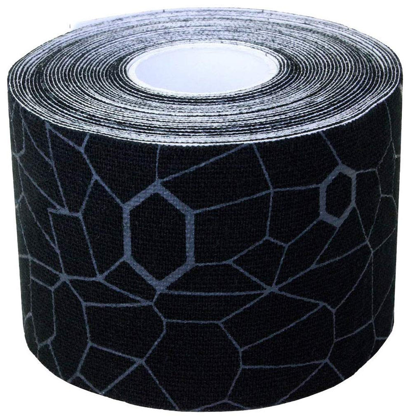 [Australia] - THERABAND Kinesiology Tape, Waterproof Physio Tape for Pain Relief, Muscle & Joint Support, Standard Roll with XactStretch Application Indicators, 2 Inch x 16.4 Foot Roll, Black/Gray 