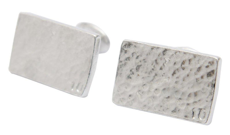 [Australia] - Pirantin 10 Year for Him Rectangle Beaten Tin Cufflinks with Small 10. 