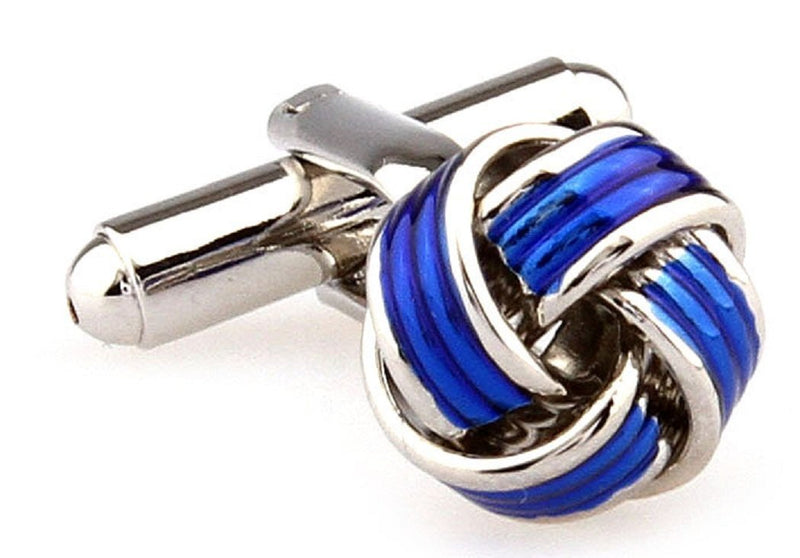 [Australia] - MRCUFF Knot Blue Pair Cufflinks in a Presentation Gift Box & Polishing Cloth 