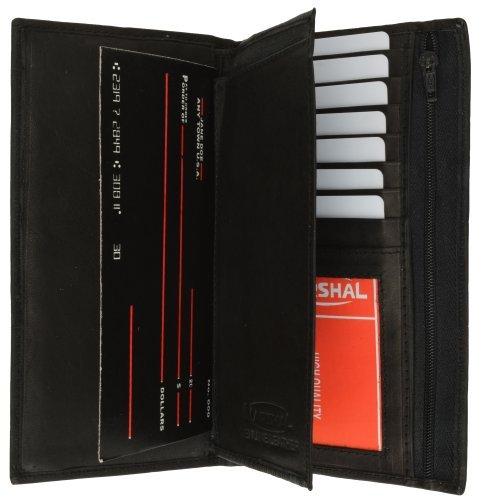 [Australia] - Genuine Leather Checkbook Cover Wallet Organizer with Credit Card Holder Black 
