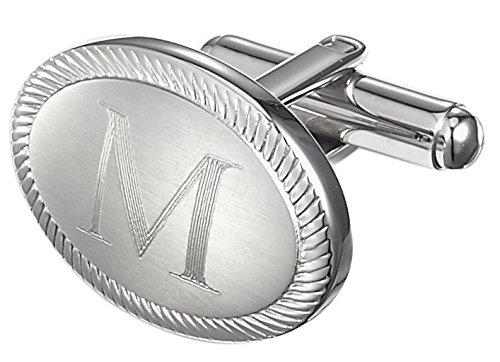 [Australia] - Visol Ovale Personalized Stainless Steel Cufflinks with Engraved Letter M 