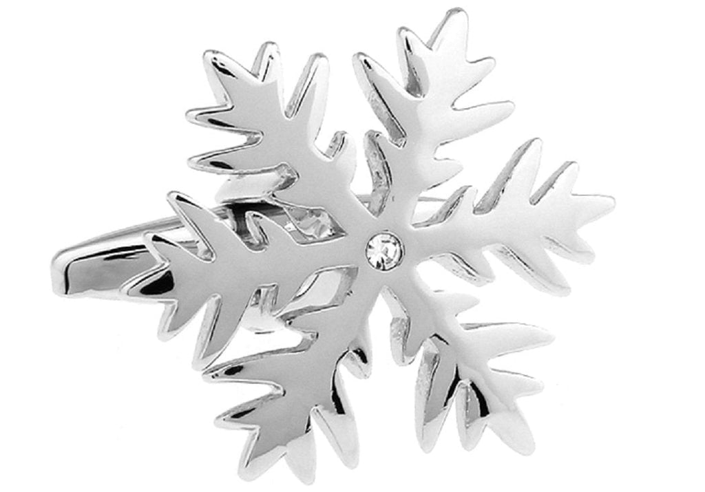 [Australia] - MRCUFF Snowflake Winter Christmas Pair Cufflinks in a Presentation Gift Box & Polishing Cloth 