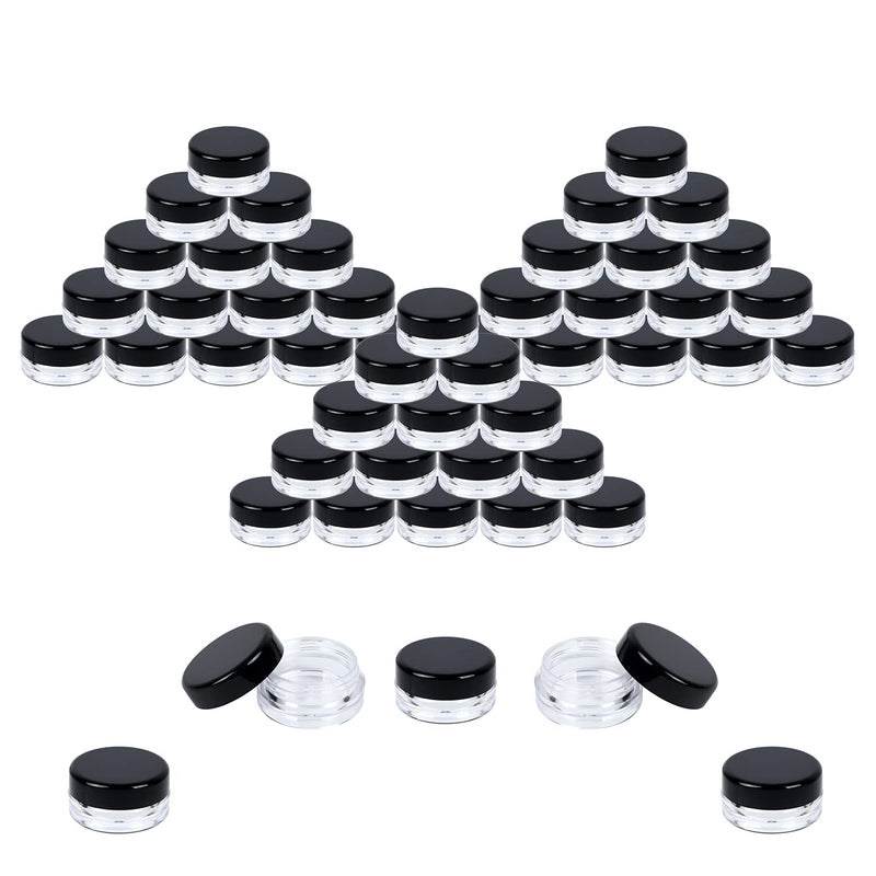 [Australia] - Houseables 3 Gram Jar, 3 ML, Black, 50 Pk, BPA Free, Cosmetic Sample Empty Container, Plastic, Round Pot, Screw Cap Lid, Small Tiny 3g Bottle, for Make Up, Eye Shadow, Nails, Powder, Paint, Jewelry 50 Count 