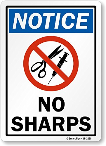 [Australia] - SmartSign "Notice - No Sharps" Label | 10" x 14" Laminated Vinyl 
