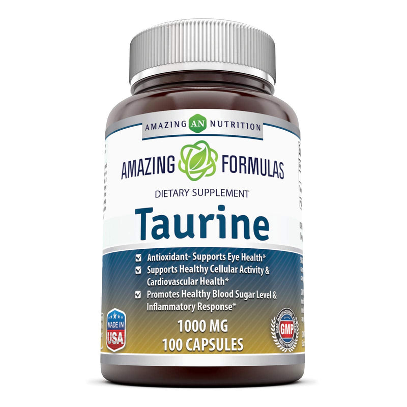 [Australia] - Amazing Formulas Taurine 1000mg Amino Acid Supplement 100 Capsules (Non GMO,Gluten Free) - Potent Antioxidant - Supports Eye Health, Healthy Cellular Activity & Cardiovascular Health 100 Count (Pack of 1) 