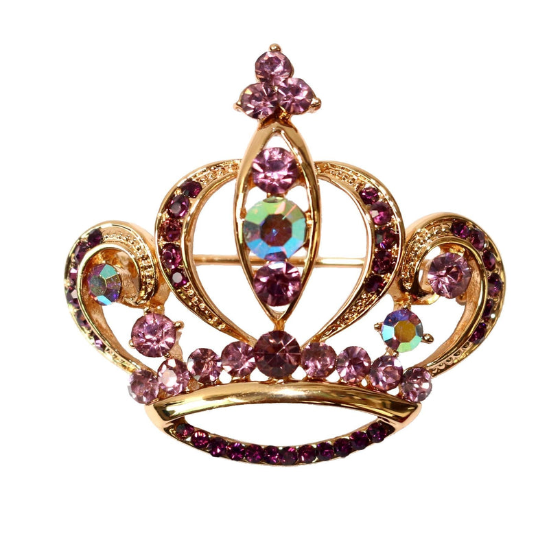 [Australia] - Navachi 18k Gold Plated Purple Crystal Royal Crown Az7157b Brooch Pin 