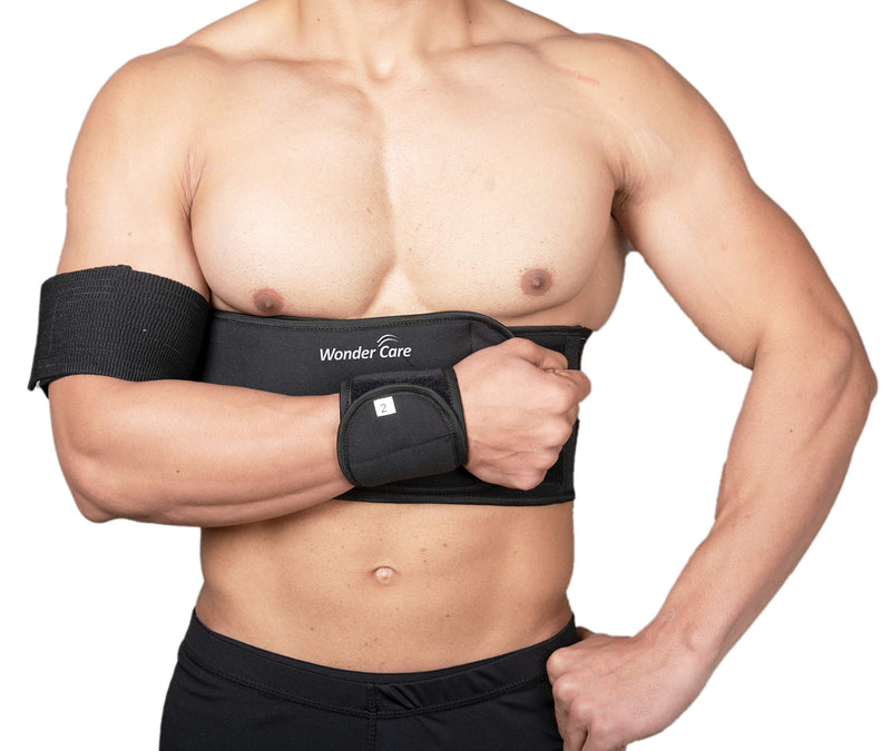 [Australia] - Wonder Care-Left Right Shoulder Immobilizer Arm Sling Elastic Brace for Clavicle Collar Bone Dislocation Subluxation Shoulder stabilizer Compression Brace After Rotator Cuff Surgery - Black-Size 2 Size-2(31"-35") 