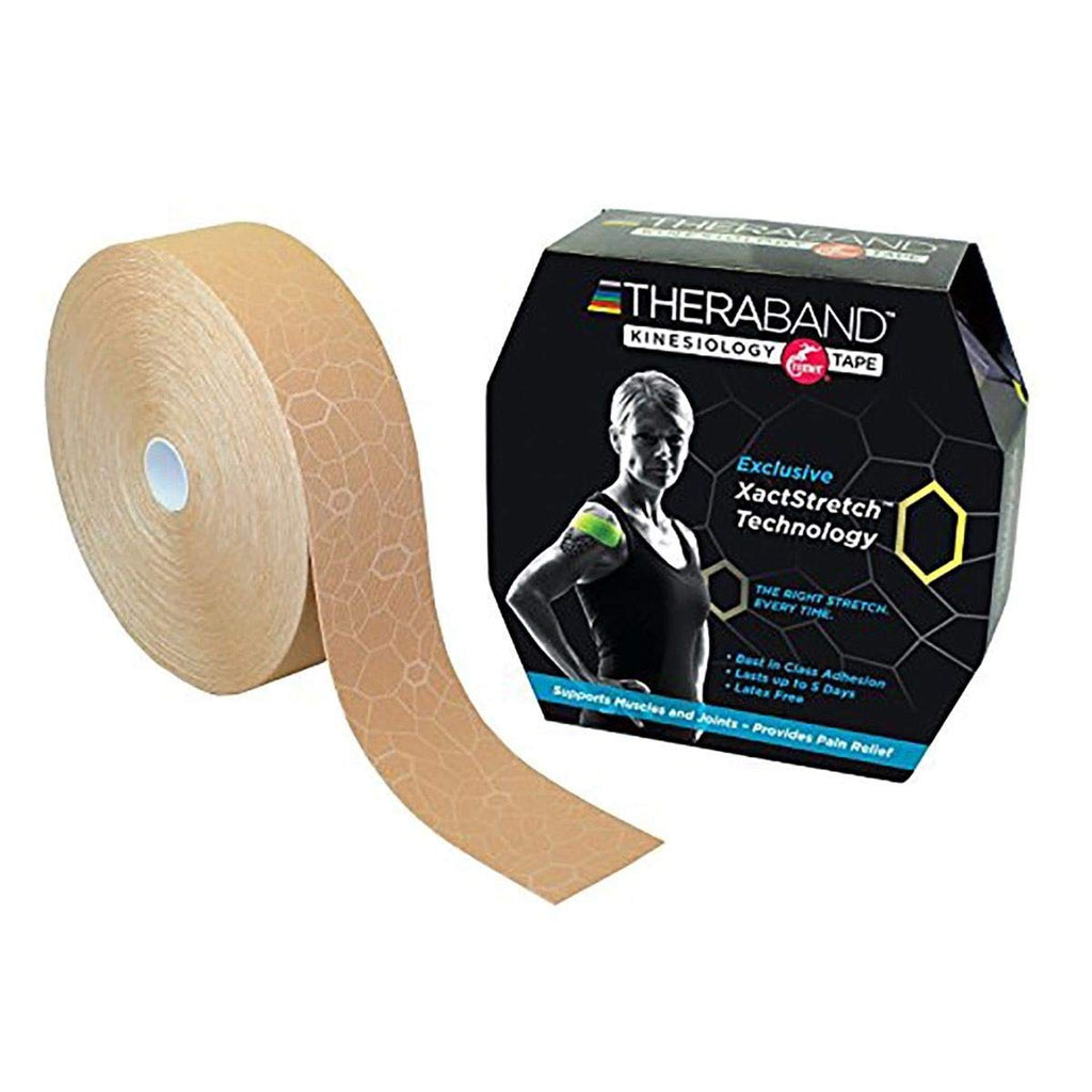 [Australia] - THERABAND Kinesiology Tape, Waterproof Physio Tape for Pain Relief, Muscle & Joint Support, Standard Roll with XactStretch Application Indicators, 2 Inch x 103.3 Foot Bulk Roll, Beige/Beige 