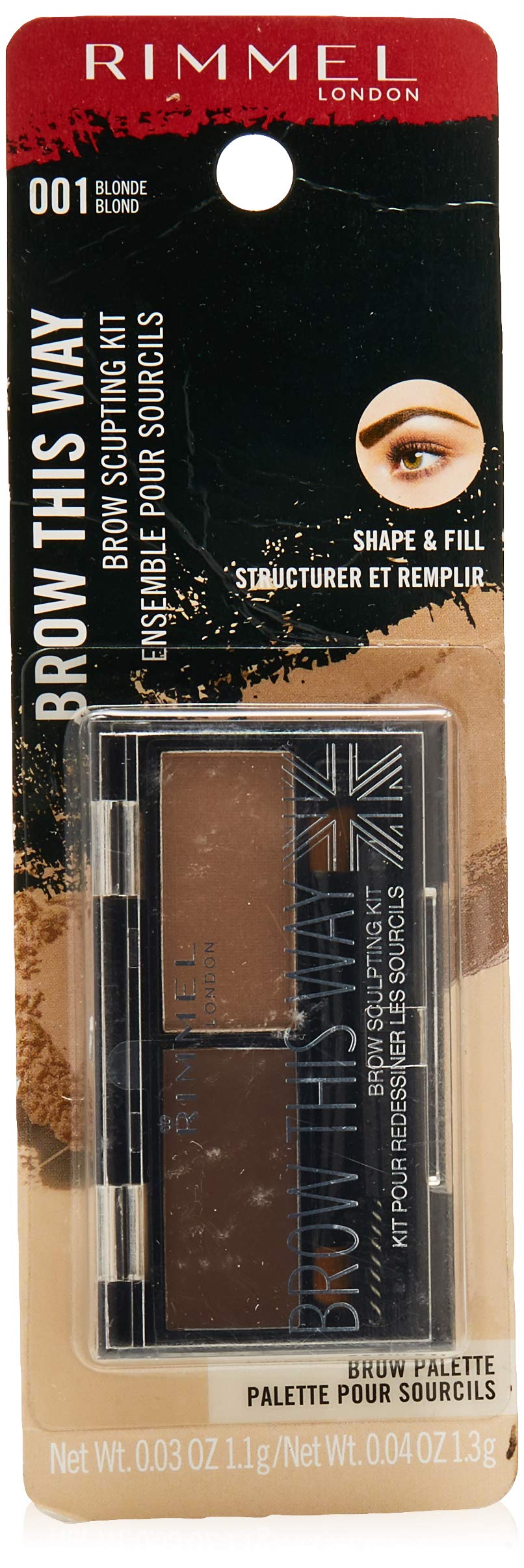 [Australia] - Rimmel Brow This Way Sculpting Kit, Blonde, Powder 0.04 oz., Wax 0.03 oz., Brow Sculpting & Styling Kit with Eyebrow Wax & Setting Powder 1 Count 