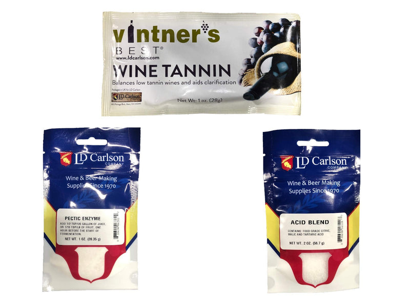[Australia] - Oxalis Supply NC-XSLI-LR2B Wine Tannin 1 oz, Pectic Enzyme 1 oz, Acid Blend 2 oz Bundle Multicolor 