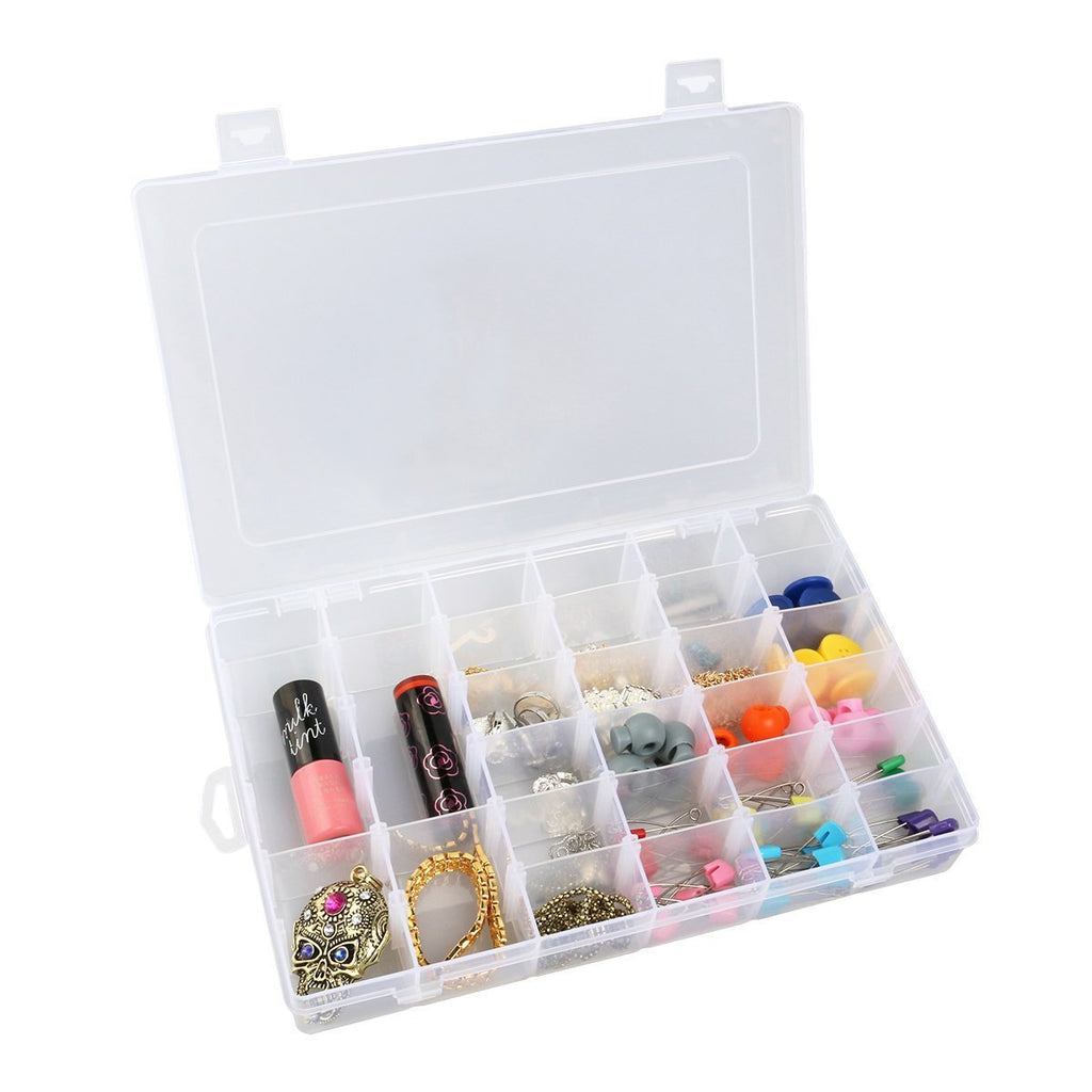[Australia] - OULII Clear Plastic Jewelry Box Organizer Storage Container with Adjustable Dividers 36 Grids 