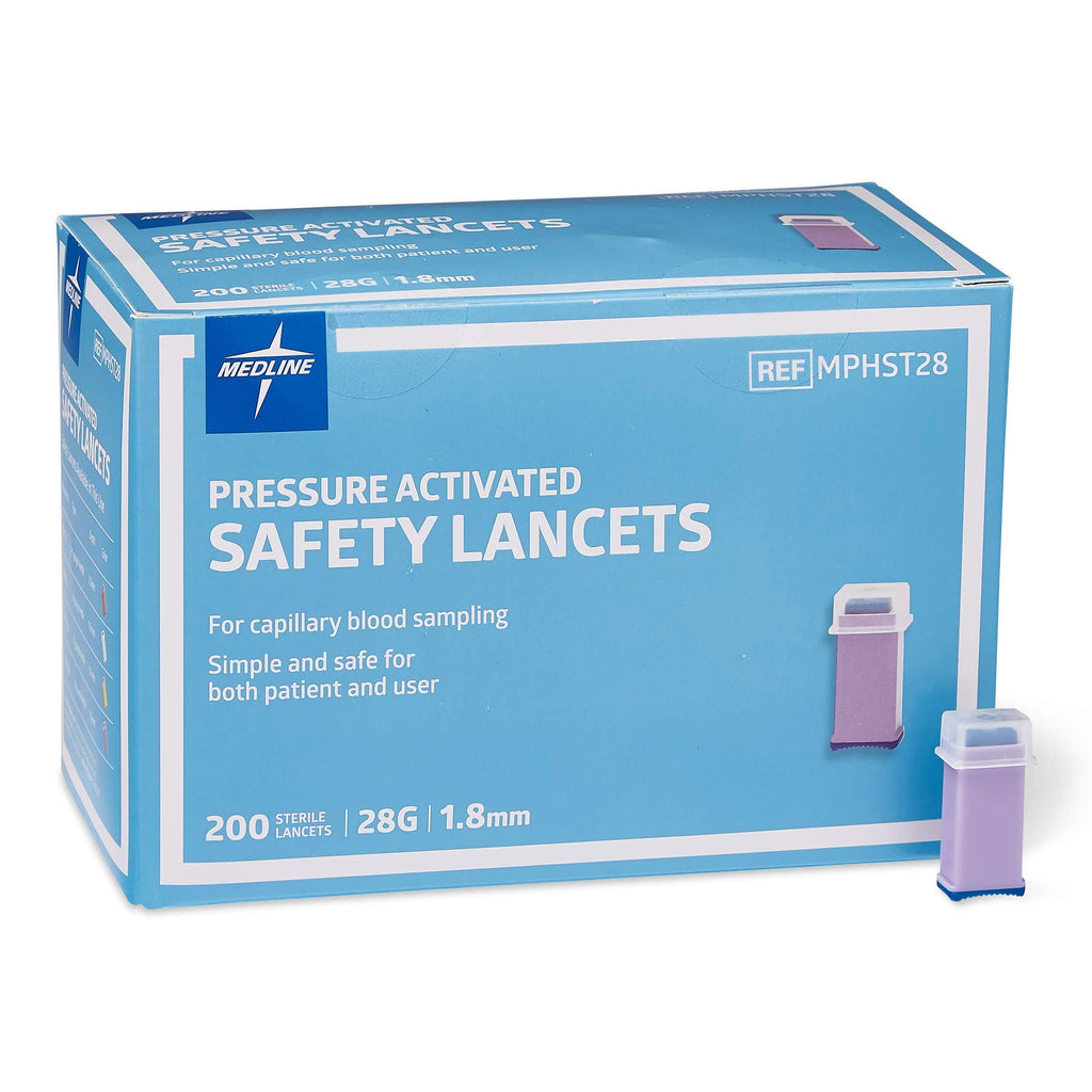 [Australia] - Medline Safety Lancets, Pressure Activation, 28G x 1.8 mm, 200 Count 