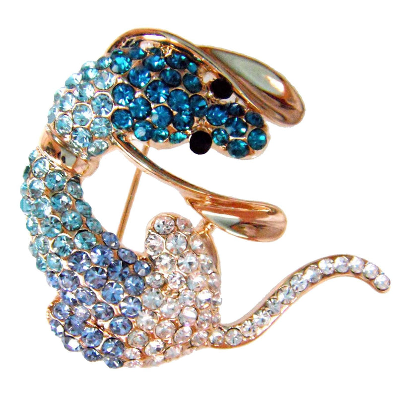 [Australia] - Navachi 18k Gold Plated Crystal Dachshunds Dog Brooch Pin Blue 