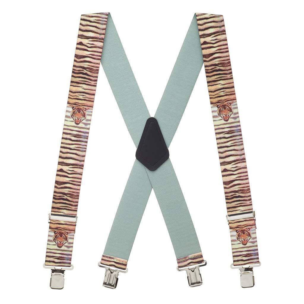 [Australia] - SuspenderStore Men's Tiger Clip-End Novelty Suspenders - 2 Inch Wide (3 Sizes) 54" for 6'1" to 6'5" tall 